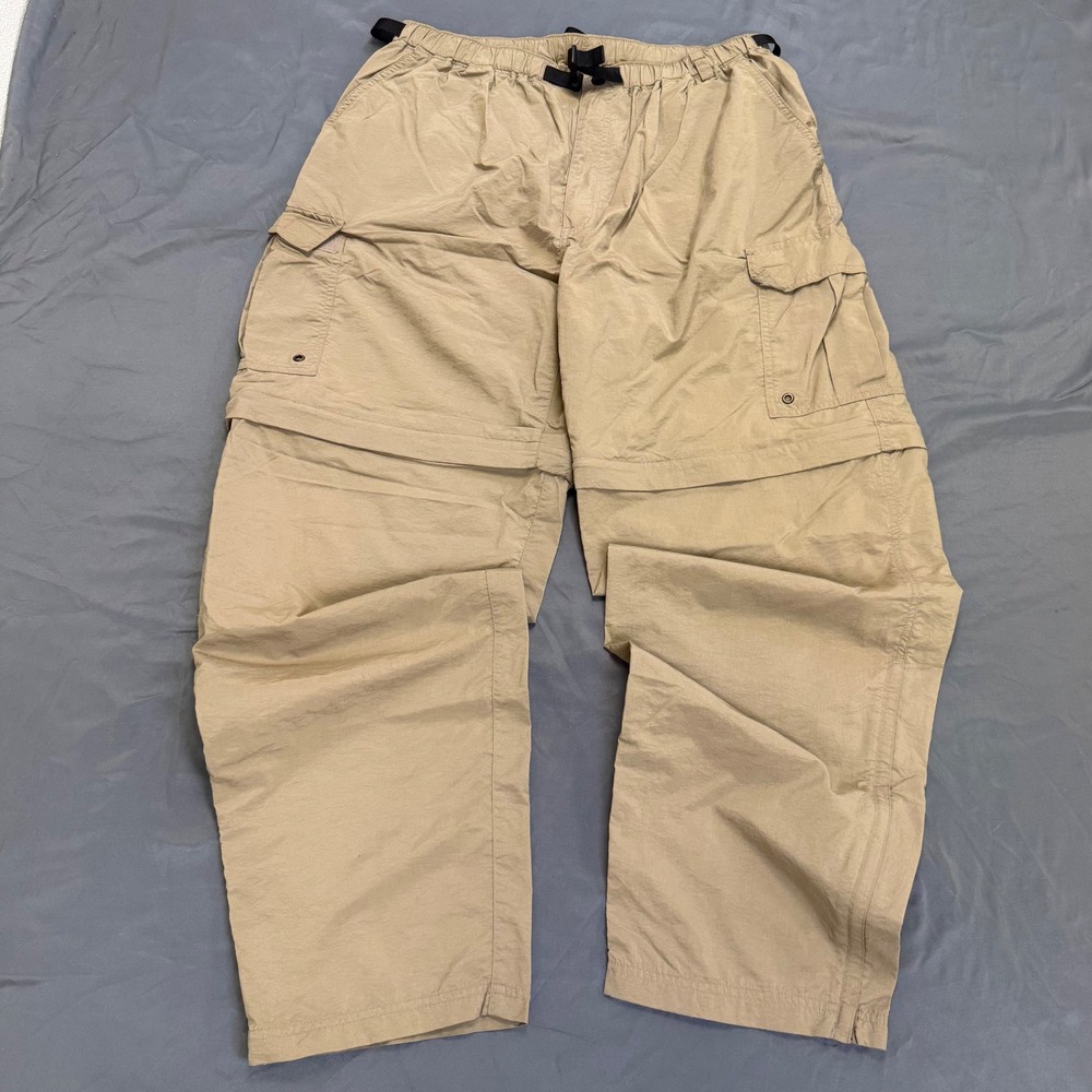 REI Sahara Mens XL Tan Nylon Convertible Cargo Hiking Pants Zip Off Shorts